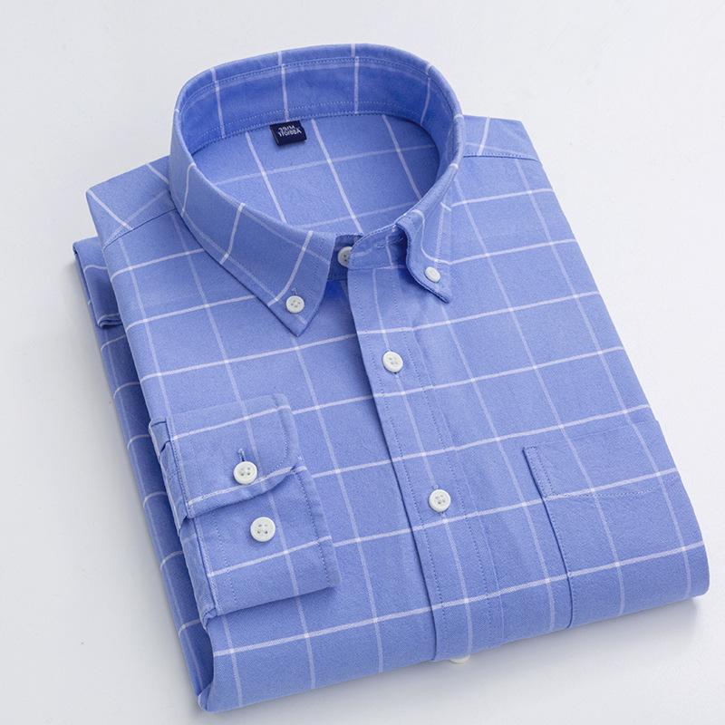 Frühling und Herbst Neue Oxford Gesponnene Baumwolle Langarm Hemd Herren Bügelfrei All-match Arbeitshemd Herren Business Inch Hemd M von Joom DACH