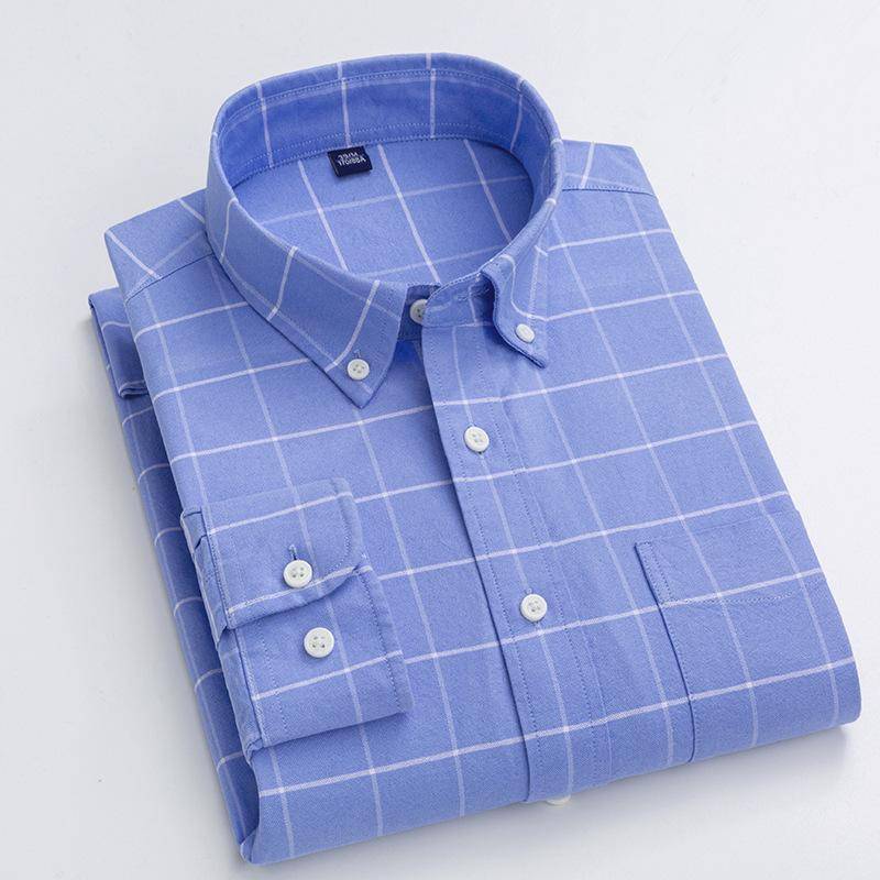 Frühling und Herbst Neue Oxford Gesponnene Baumwolle Langarm Hemd Herren Bügelfrei All-match Arbeitshemd Herren Business Inch Hemd M von Joom DACH