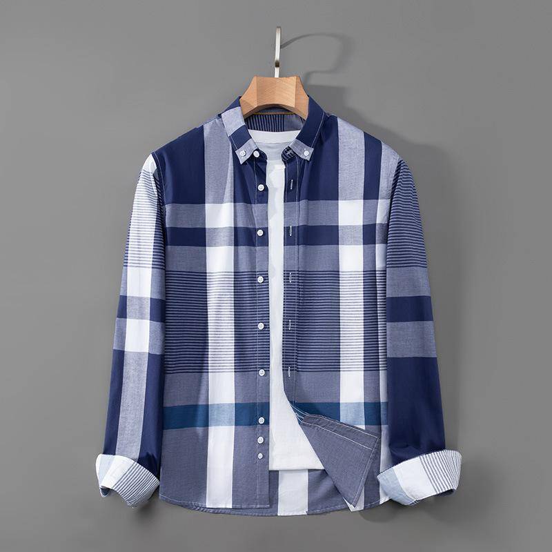 Frühling und Herbst Neue Plaid Baumwolle Langarm Hemd herren Slim Fit Werkzeug Hemd 4XL von Joom DACH