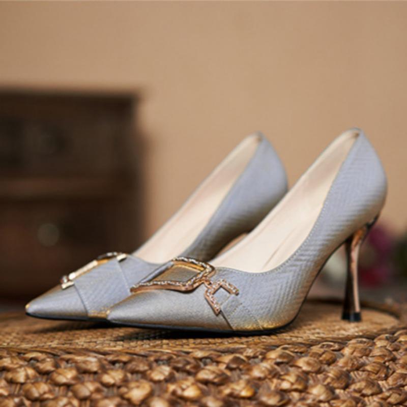 Frühling und Herbst Neue Spitz High Heels Stiletto Einzelnen Schuhe Vielseitig Mode frauen Schuhe 35 blau von Joom DACH