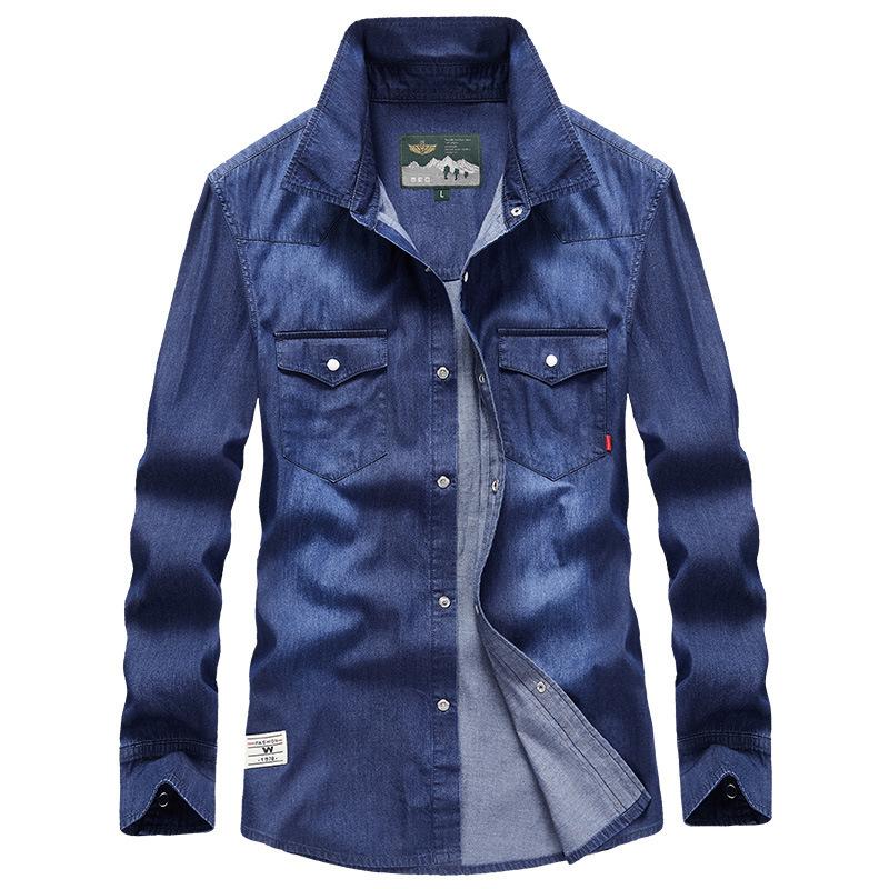 Frühling und Herbst Neuer Trend Lässiges Herren-Jeanshemd Herrenhemd Overalls S von Joom DACH