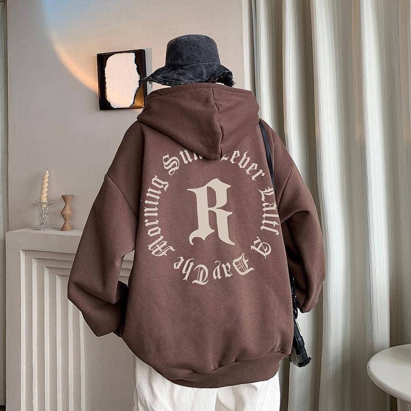 Frühling und Herbst Pullover Pullover Herren Casual Trend Marke Brief gedruckt Hoodie lose Mode Jungen Kapuzenjacke 4XL kaffeebraun von Joom DACH
