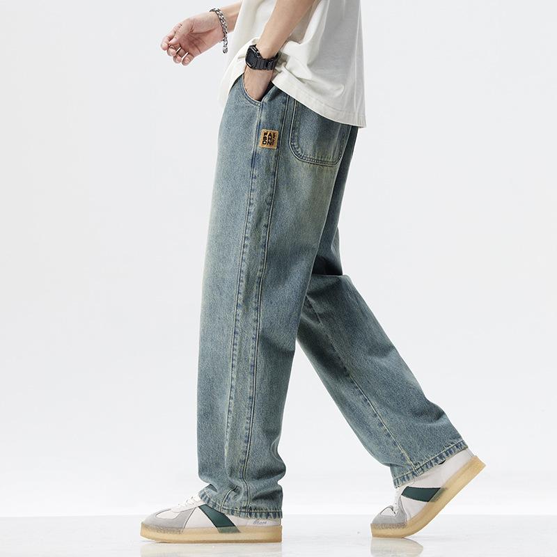 Frühling und Herbst Retro Jeans Jungen Heavy American High Street Straight Spring Loose Wide Legs Casual Pants 3XL von Joom DACH