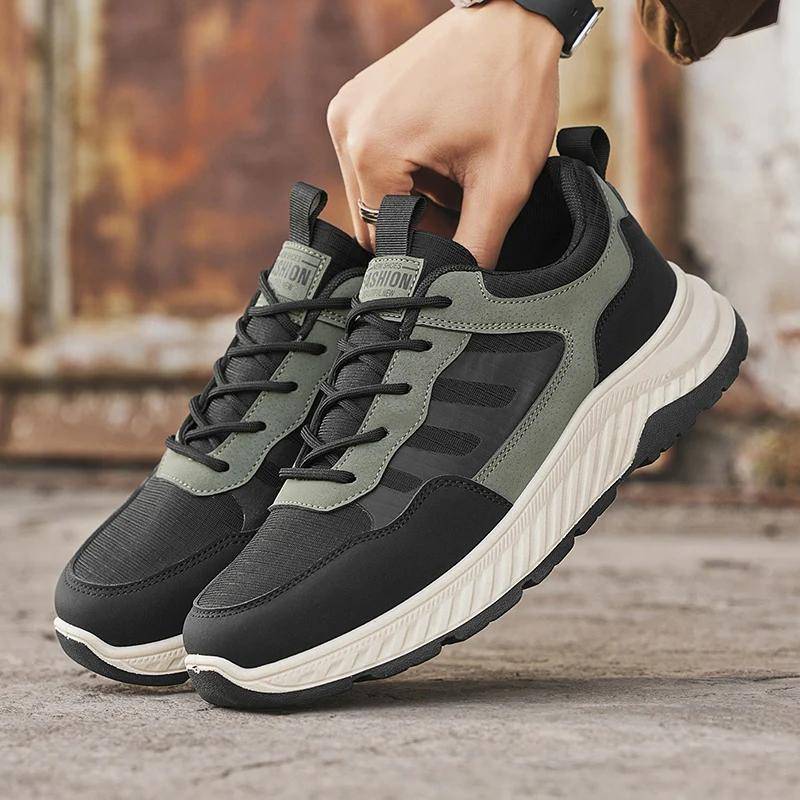 Frühling und Herbst Schnürschuhe Bequeme flache weiche Sohle Passform Füße Mode Farbabstimmung Outdoor Verschleißfestigkeit Herren Sportschuhe 39 von Joom DACH