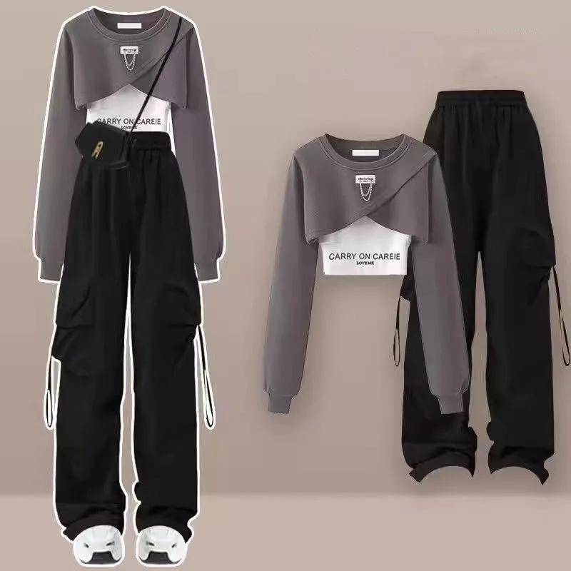 Frühling und Herbst Set frauen Koreanische Lose Mode Top Casual Hosen Drei Stück Set M grau Frühling und Herbst Set frauen Koreanische Lose Mode Top Casual Hosen Drei Stück Set M grau von Joom DACH
