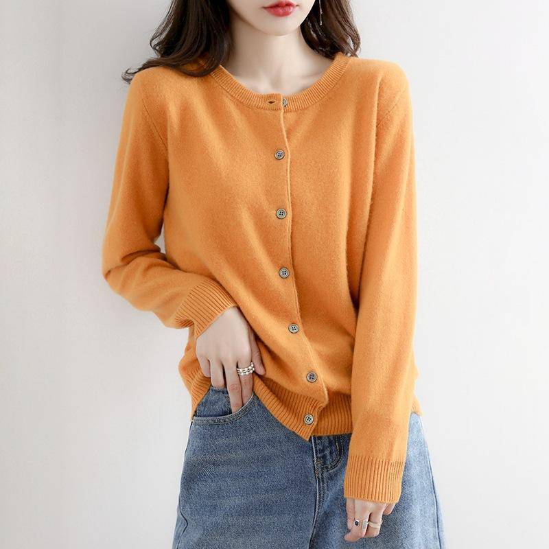 Frühling und Herbst Strickpullover Damen Strickjacke Jacke einfarbig Rundhalsausschnitt Schmal gestrickter Außenpullover XL gelb Frühling und Herbst Strickpullover Damen Strickjacke Jacke einfarbig Rundhalsausschnitt Schmal gestrickter Außenpullover XL gelb von Joom DACH