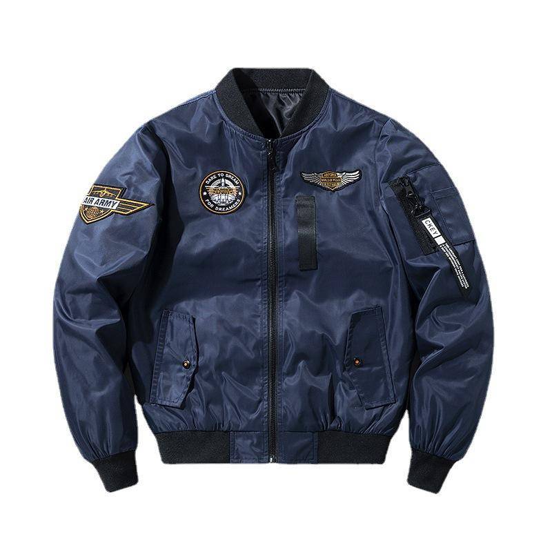 Frühling und Herbst Übergröße Outdoor Herren Wendefliegeranzug Freizeitjacke Dünn Wendbar Stehkragen Herrenjacke 7XL von Joom DACH