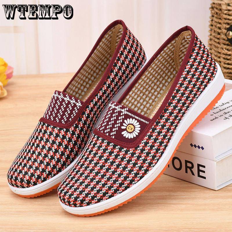 Frühling und Herbst alte Peking Tuch Schuhe weibliche weiche Unterseite rutschfeste mittleren Alters Casual Damen Tuch Schuhe flache Unterseite Mutter Schuhe 40 rot von Joom DACH