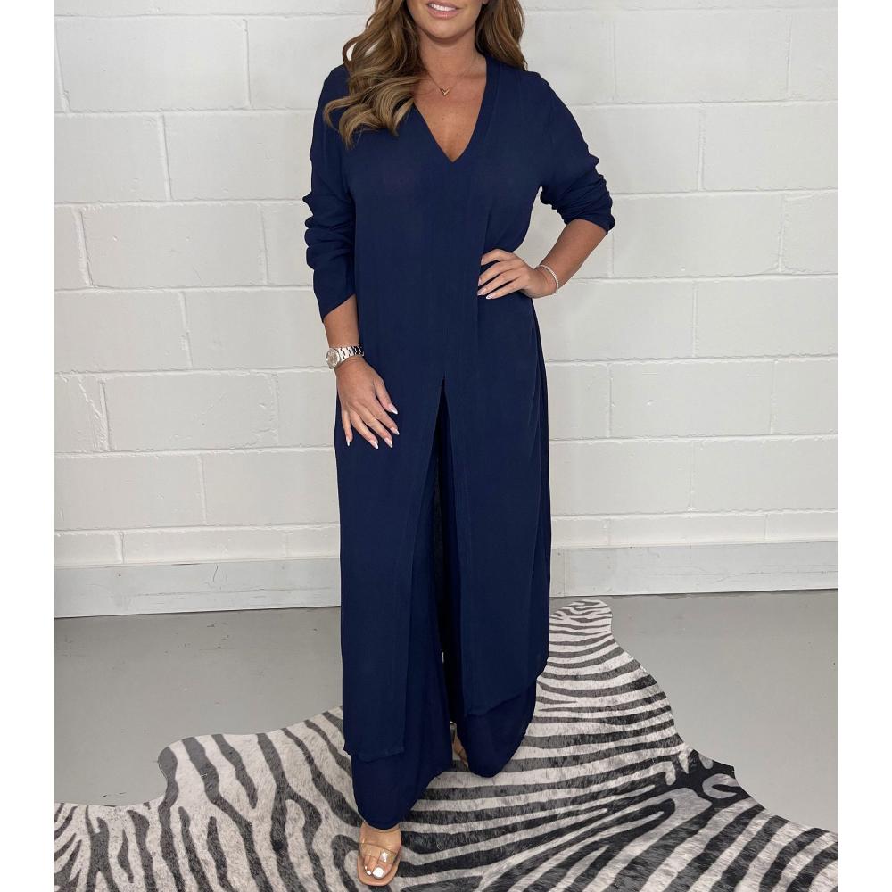 Frühling und Herbst frauen Hosen Set Lange Bequeme Casual Tops Lange Hosen Zwei-stück Set L dunkelblaue Frühling und Herbst frauen Hosen Set Lange Bequeme Casual Tops Lange Hosen Zwei-stück Set L dunkelblaue von Joom DACH