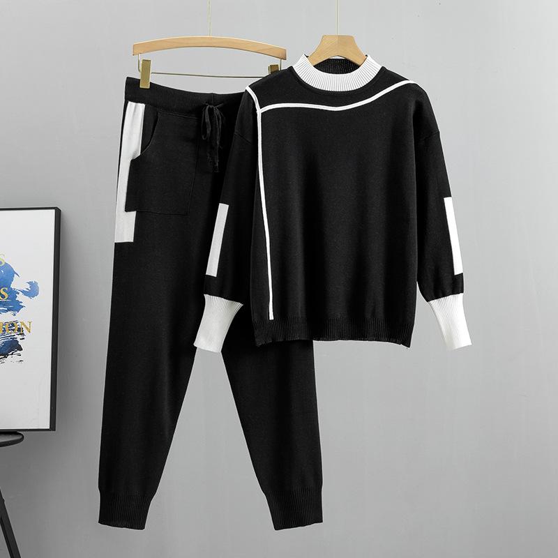 Frühling und Herbst frauen Stricken Set Mode Temperament Casual Stricken Top Hosen Zwei Stück Set M schwarz Frühling und Herbst frauen Stricken Set Mode Temperament Casual Stricken Top Hosen Zwei Stück Set M schwarz von Joom DACH
