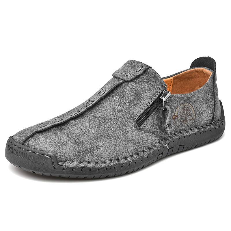Frühling und Herbst männer Casual Leder Schuhe Große Größe männer Fahren Auto Schuhe männer Atmungsaktive Handgemachte Casual schuhe 42 grau von Joom DACH