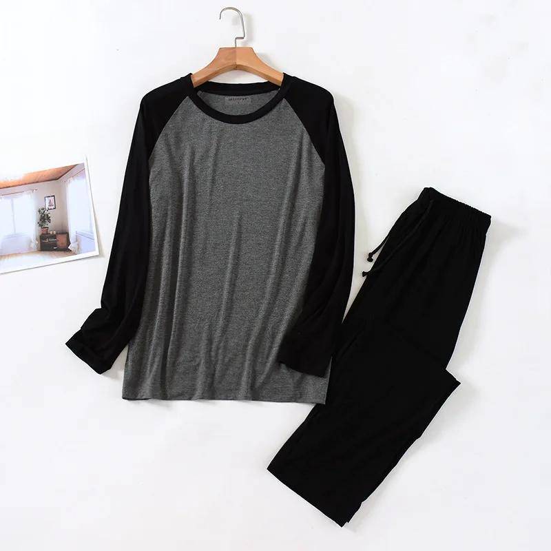 Frühling und Sommer Herren Modal Langarmhose Pyjama Anzug Große Größe Sport Homewear Anzug Frühling und Herbst 4XL von Joom DACH