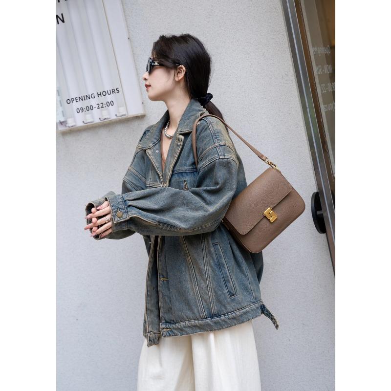 Frühling und Sommer Hochwertige Textur Ausländische Haut Damen Tasche Einzelne Schulter Umhängetasche Kleine quadratische Tasche 24*18*6.5CM von Joom DACH