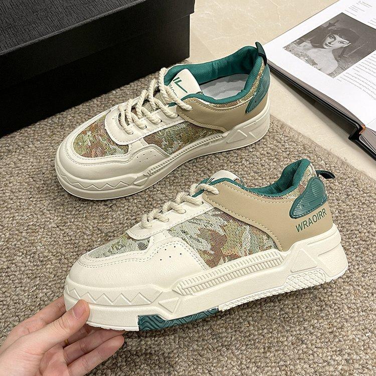 Frühling und Sommer Neue Sneaker Damen Plateau Plateau Weiches Leder Mode Student Secret Forest Casual Sneakers für Frauen 40 von Joom DACH