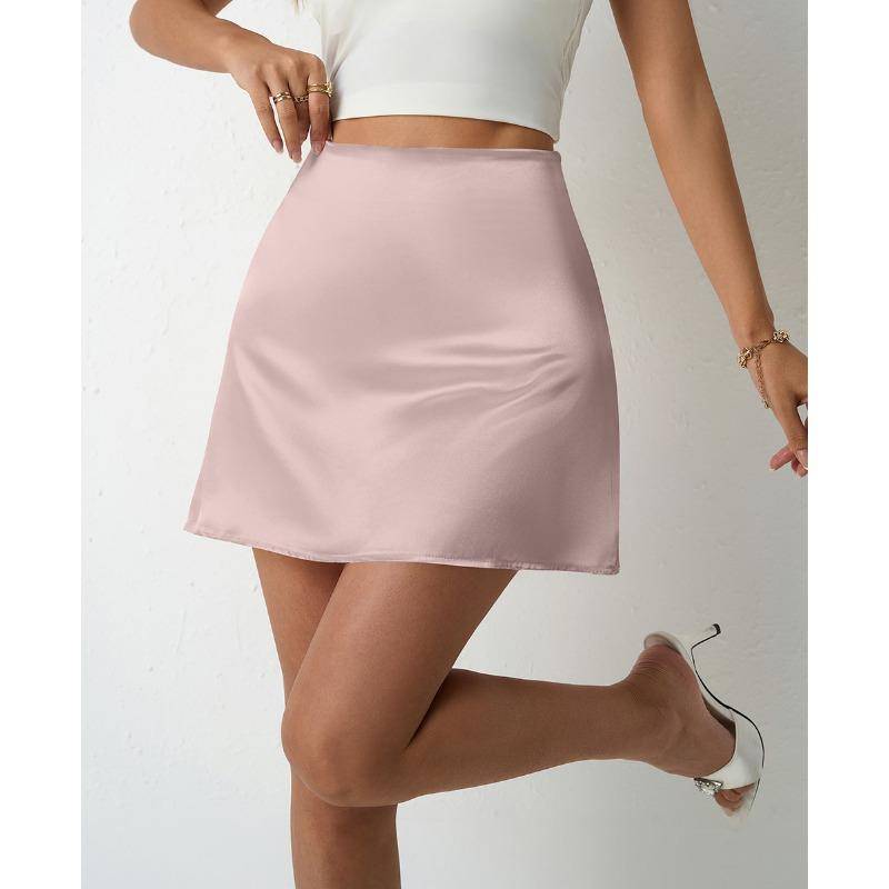 Frühling und Sommer Satin Halbrock Damen A-Linie Röcke Hohe Taille Kurze Röcke M von Joom DACH