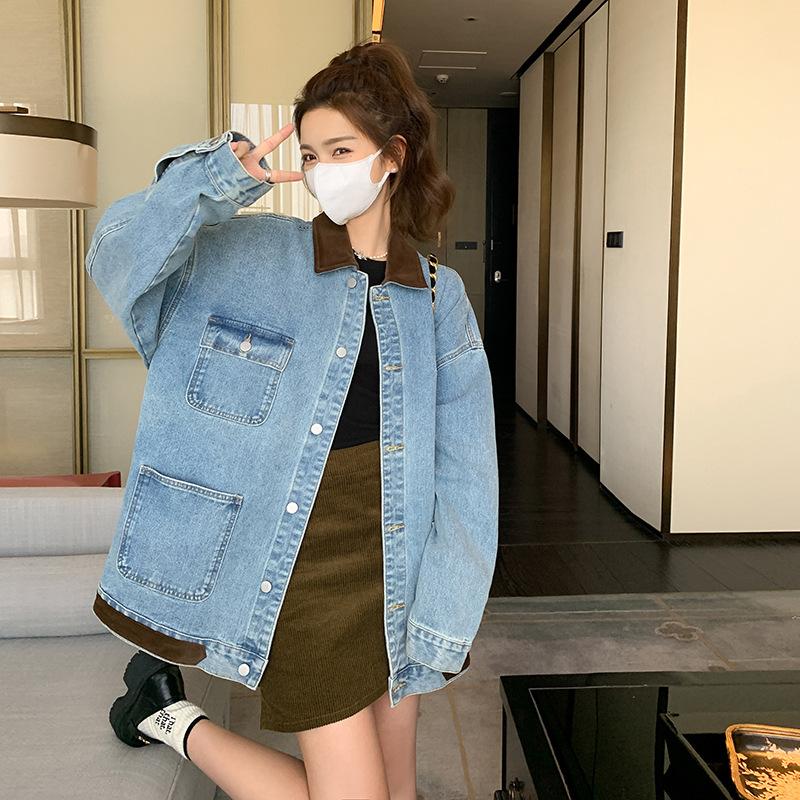 Frühlings-Arbeits-Denimjacke Damen Locker Große Größe Freizeitjacke XL von Joom DACH