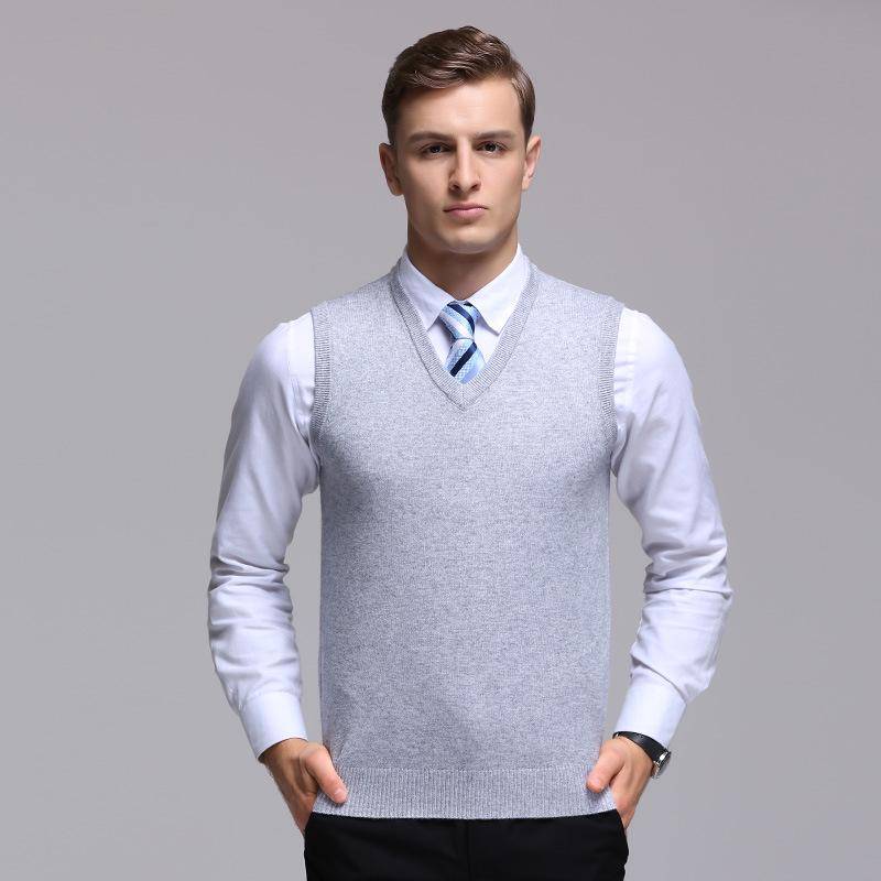 Frühlings-Herren-Kaschmirweste mit V-Ausschnitt, Business-Mode, bequemer Pullover in Übergröße XL von Joom DACH