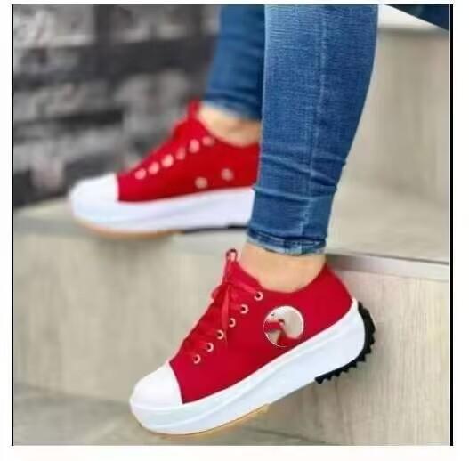 Frühlings-Low-Top-Einzelschuhe Damen-Plateau-Canvas-Schuhe Damen-Canvas-Spot-Muffin-Boden Große Damenschuhe 39 rot Frühlings-Low-Top-Einzelschuhe Damen-Plateau-Canvas-Schuhe Damen-Canvas-Spot-Muffin-Boden Große Damenschuhe 39 rot von Joom DACH