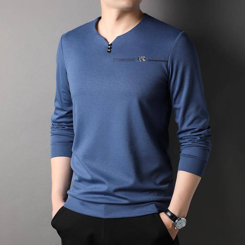Frühlings-Neue Herren Langarm-T-Shirts, Modische und Lässige Einfarbige T-Shirts, Unterhemden für Männer 3XL von Joom DACH