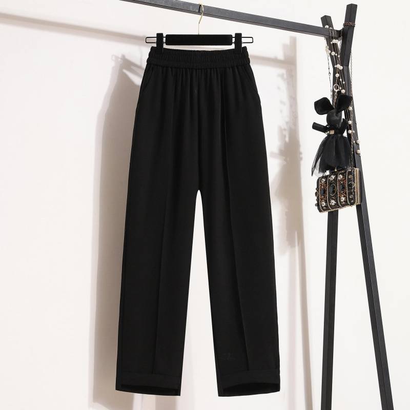 Frühlings-Übergrößen-lange Hosen Damen Elastische lässige lose Haremshosen Hohe Taille Solide Grüne Lose Basic-Hose Weite Beinhose Grün 5XL 5XL schwarz von Joom DACH