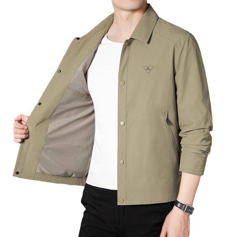 Frühlings- und Herbst Herren Revers Arbeitsjacke Dünn Jugendlich Slim Vielseitig Trendige Jacke Herrenjacke 4XL von Joom DACH