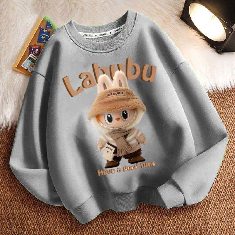 Frühlings- und Herbst-Rundhals-Hoodie für Jungen und Mädchen, Kinder modischer langärmliger lockerer Mantel 120 von Joom DACH