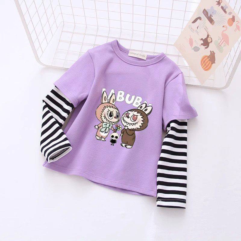 Frühlings- und Herbst-Mädchen labubu lässiges Basic-Shirt Kinder-Top 120 von Joom DACH