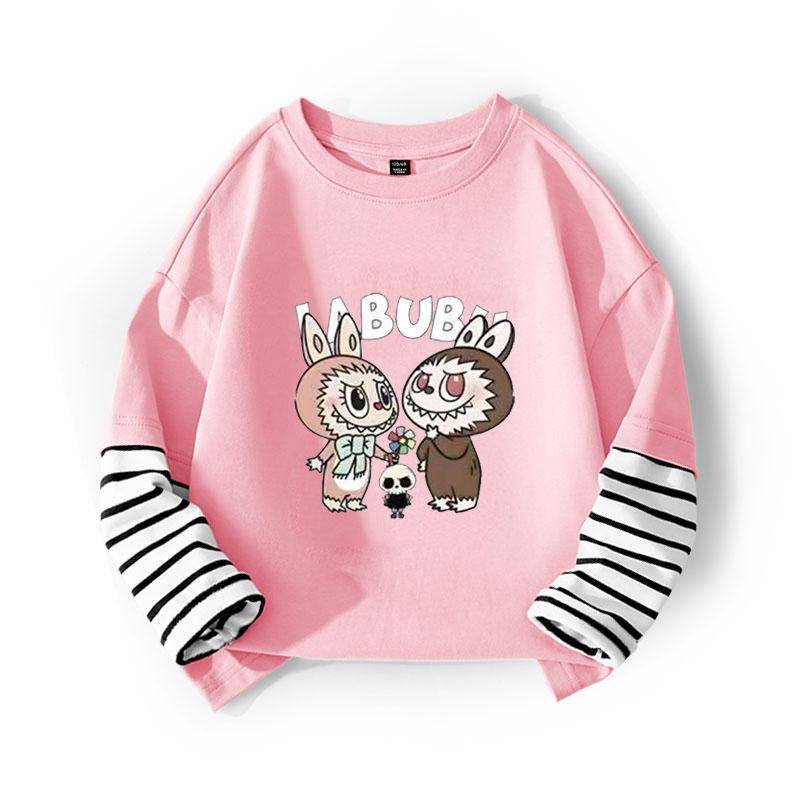 Frühlings- und Herbst-Mädchen labubu lässiges Basic-Shirt Kinder-Top 130 von Joom DACH
