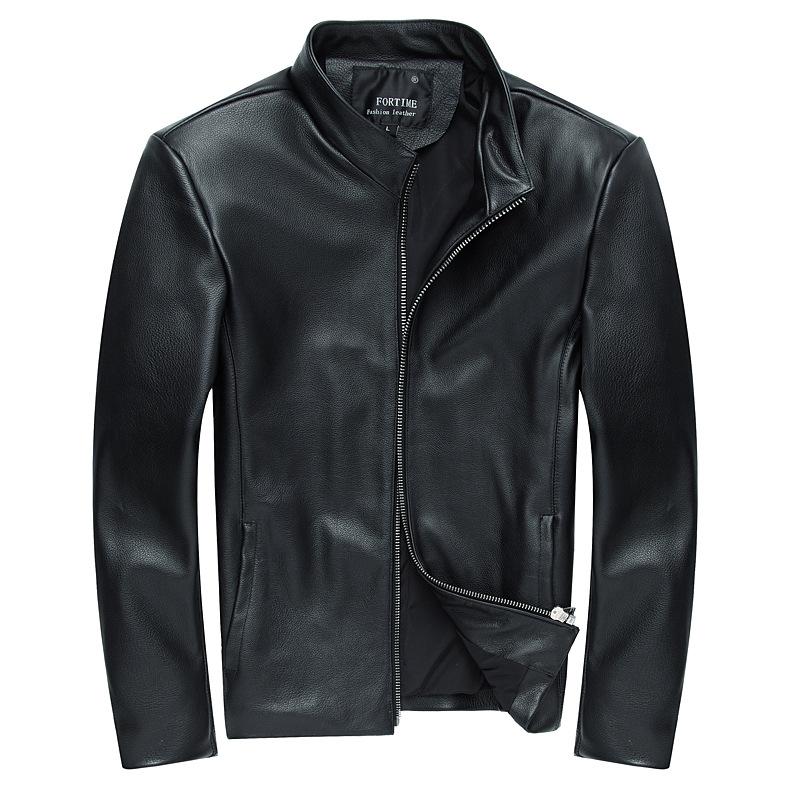 Frühlings- und Herbstleder-Motorrad-Kurzlederjacke für junge Männer, schmaler Kragen, echte Lederjacke 4XL von Joom DACH