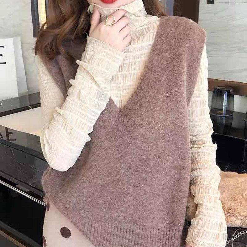 Frühlings- und Herbstmode Allround-Weste Damen Kurz Strickweste Einfarbig Ärmelloser Damenpullover S von Joom DACH