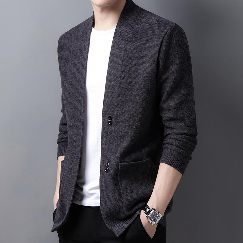Frühlings- und Herbststrickjacke für Herren, Strickpullover, Herrenmantel, Oberteil, modisch, lässig, einfarbig 2XL von Joom DACH