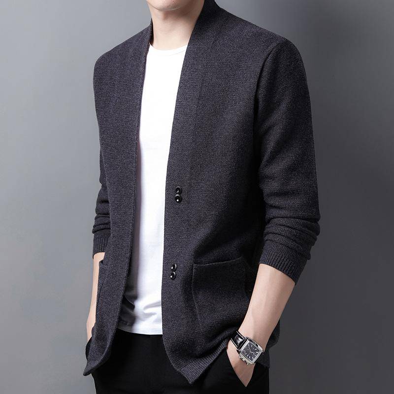 Frühlings- und Herbststrickjacke für Herren, Strickpullover, Herrenmantel, Oberteil, modisch, lässig, einfarbig 2XL von Joom DACH