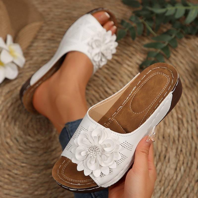 Frühlings- und Sommer-Pantoletten mit Keilabsatz und offenem Zeh für Damen, Sandalen für den Außenhandel, Damenschuhe in Übergröße 43 weiß von Joom DACH