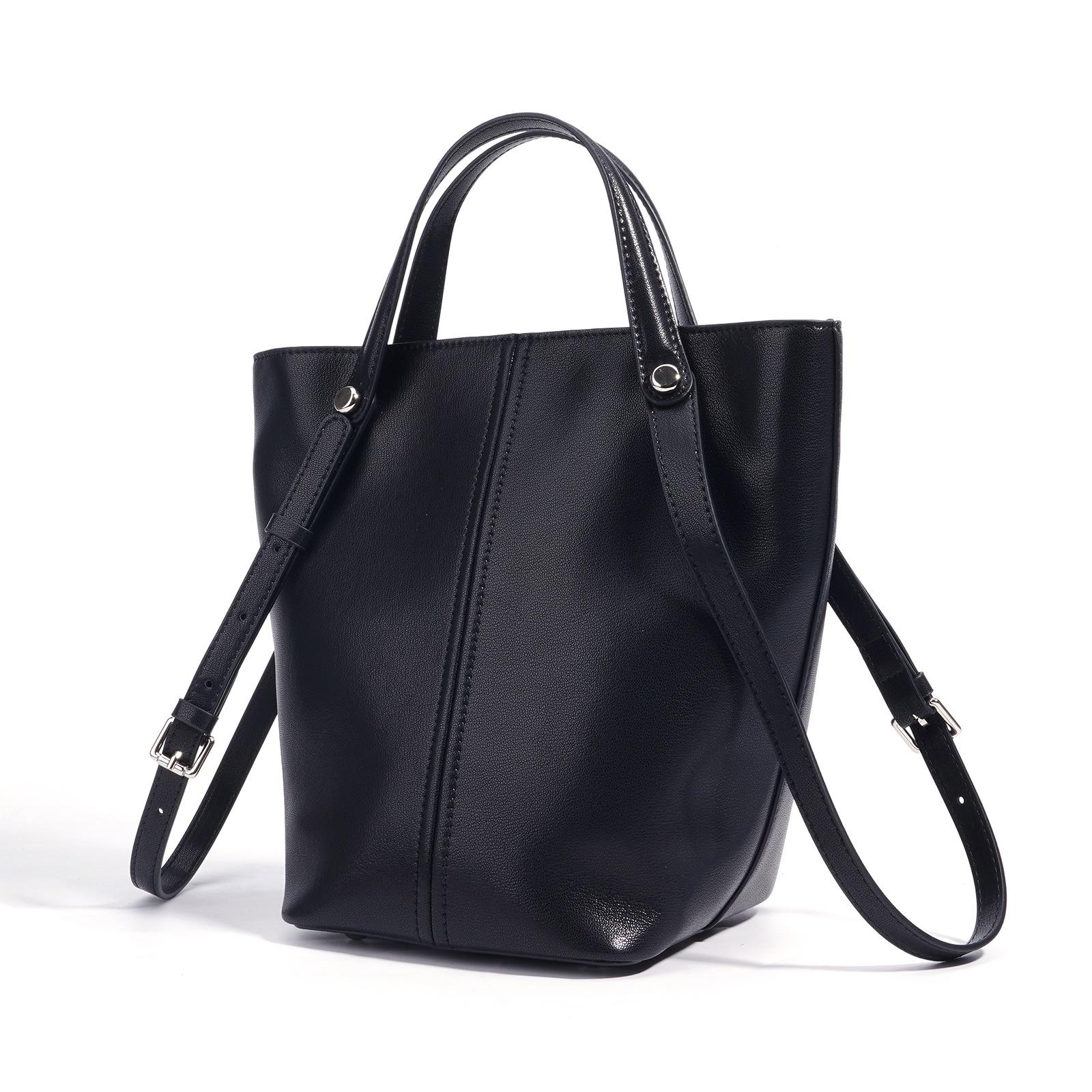 Frühlings- und Sommer-Schultertasche High-End Leichter Luxus Dunkle Ein-Schulter-Eimertasche Patchwork-Tasche Damen Einfach schwarz von Joom DACH