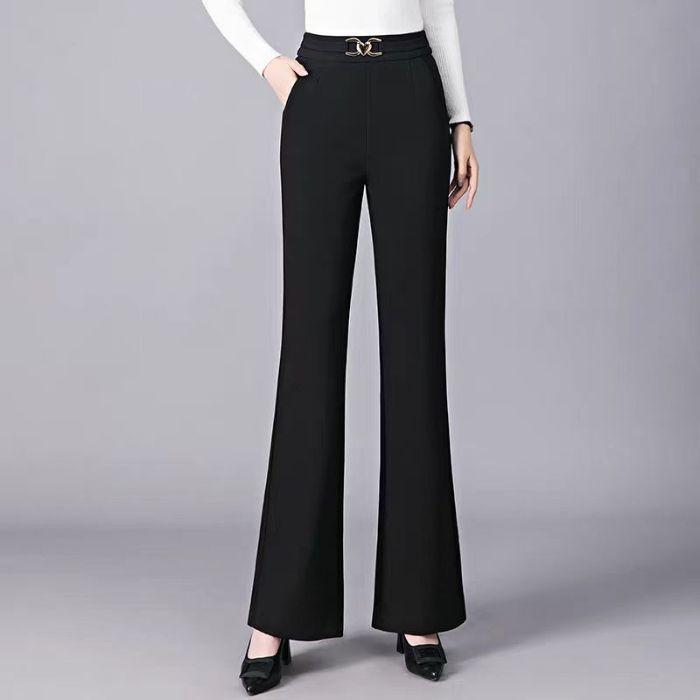 Frühlings- und Sommerhose mit hoher Taille für Damen im neuen Stil, lockere, schmale Schlaghosen, vielseitige Freizeithose 4XL von Joom DACH