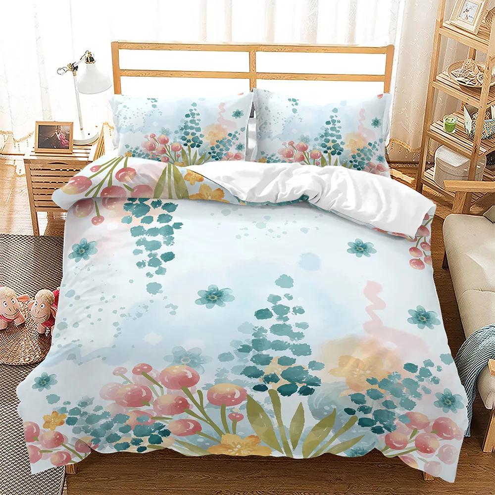 Frühlingsblumen King Queen Bettbezug Rosa Sakura Bettwäsche Set Mädchen Kirschblüten Bettbezug Floral Polyester Bettbezug EU single(135x200cm) von Joom DACH