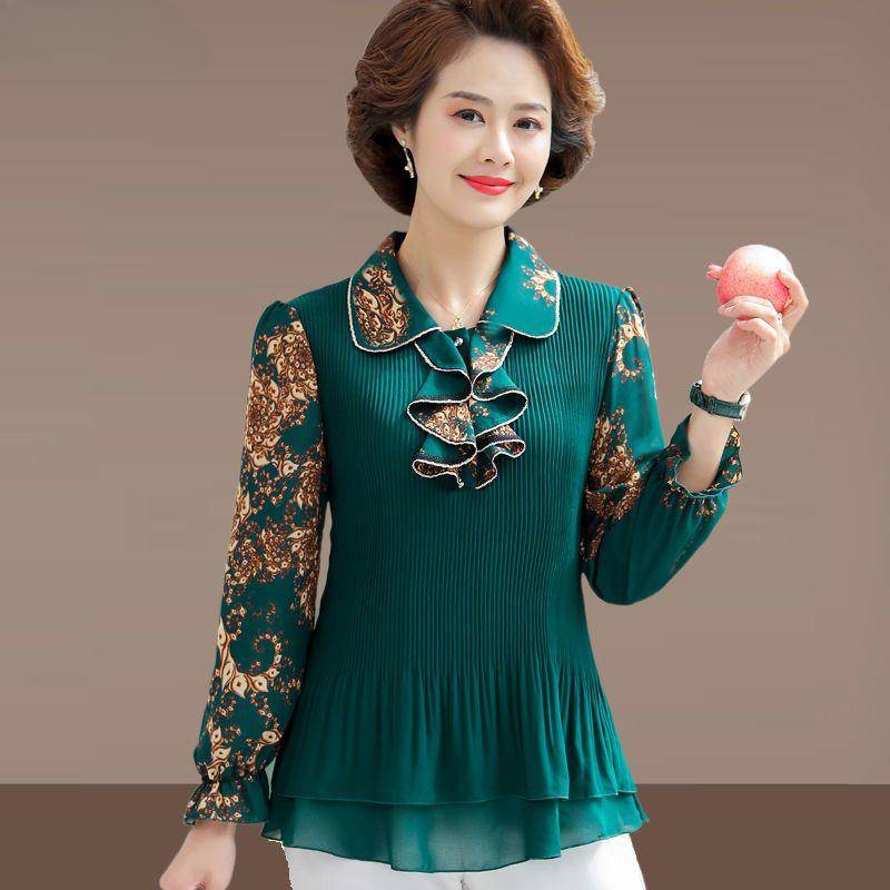 Frühlingsmode Vielseitiges Langarm-Chiffonhemd für Damen, Übergröße Dünnes Hemd T-Shirt 4XL von Joom DACH