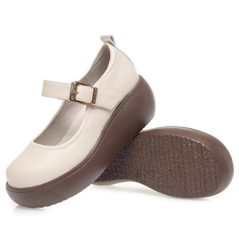 Frühlingsmode Wedge Runde Zehen Soft Bottom Lolita Schuhe Frauen Süße Vintage Mary Jane Schuhe Chunky College Student Schuhe 36 von Joom DACH