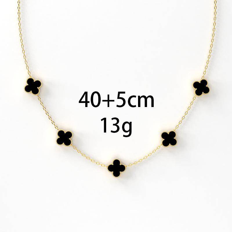 Fünf Blumen Titan Stahl Vierblättriges Kleeblatt Halskette 18K Verliert Nicht Die Farbe Süße Persönlichkeit Beliebte Kleine Frische Frauen Schlüsselbein Kette von Joom DACH