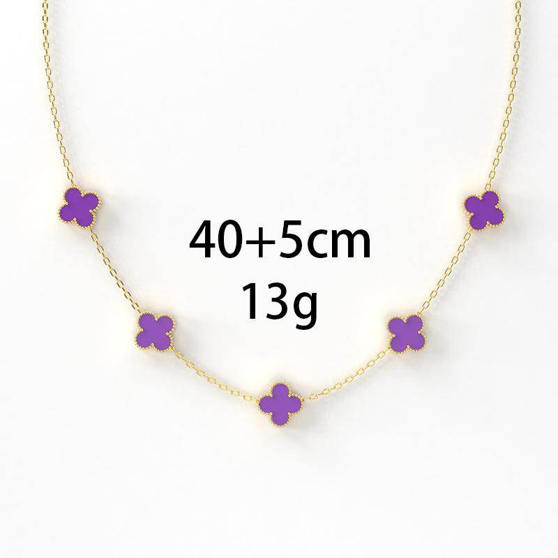 Fünf Blumen Titan Stahl Vierblättriges Kleeblatt Halskette 18K Verliert Nicht Die Farbe Süße Persönlichkeit Beliebte Kleine Frische Frauen Schlüsselbein Kette von Joom DACH