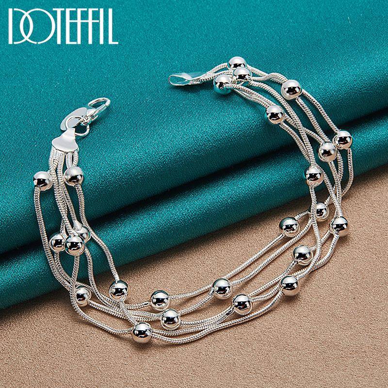 Fünf Schlangenketten-Armband, Silber, modischer Hochzeitsschmuck 20cm von Joom DACH