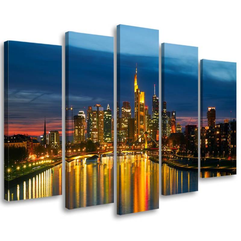 Fünfteiliger Leinwanddruck Stadtansicht Nachtlicht 100x70 blau Fünfteiliger Leinwanddruck Stadtansicht Nachtlicht 100x70 blau von Joom DACH