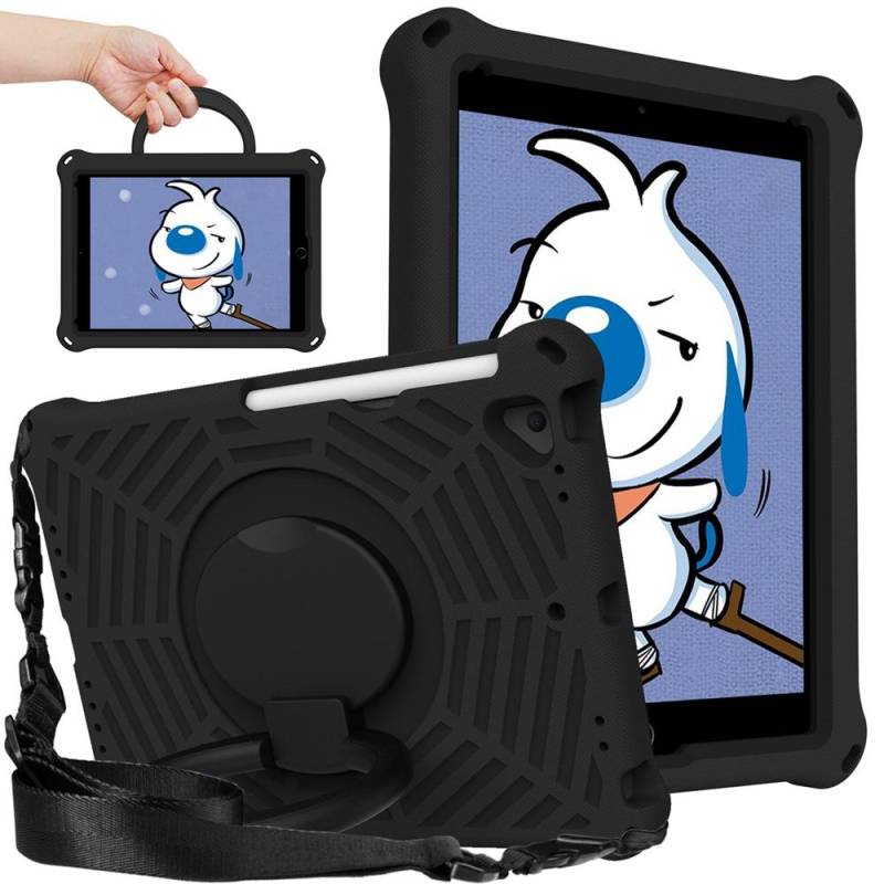Für Apple iPad Pro 9.7 2017 2016 Air 1 2 A1474 A1566 A1673 A1822 A1893 A1954 Hülle EVA Kids Safe Pull Ring Stoßfester Schultergurt Ständer Tablet Cover For iPad Pro 9.7 2016 schwarz von Joom DACH
