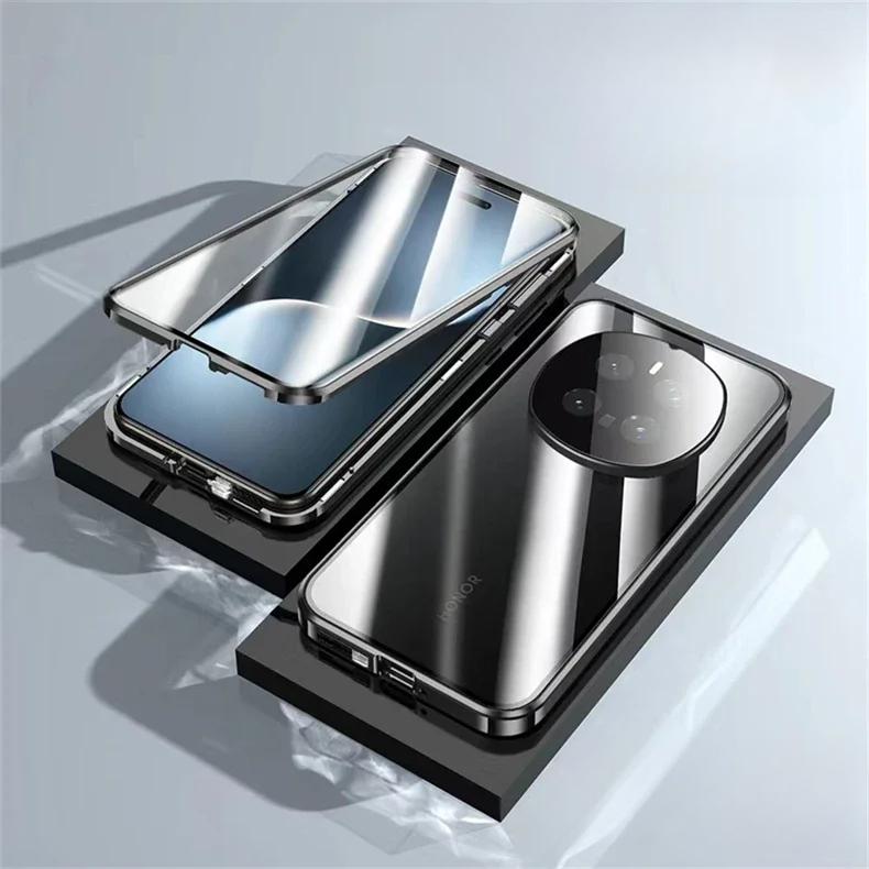Für Honor Magic 7 Pro Magnetische Adsorption Doppelseitige Hartglas-Telefonhülle für Huawei Honor Magic7Pro Metallrahmen Harter Stoßfänger For Honor Magic 6 schwarz von Joom DACH