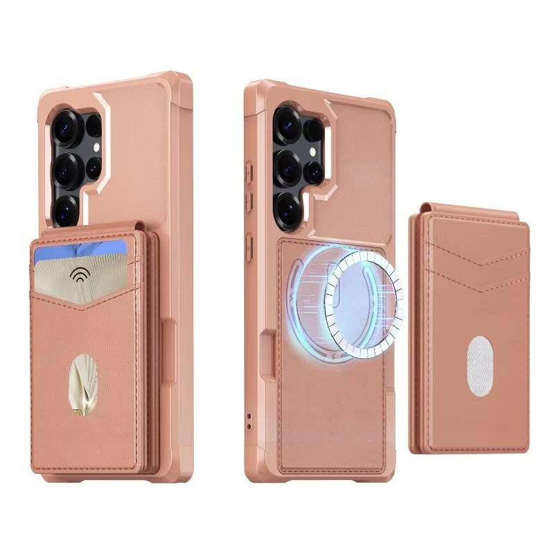 Für Magsafe Flip Wallet Kartenhalter Hülle Für Samsung Galaxy S25 Ultra S24 Plus S23 S22 S21 FE Magnetische Leder Tasche Stoßfeste Abdeckung Galaxy S25 Ultra rose gold von Joom DACH