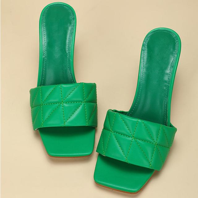 Für Sommermode Damen Fetisch 7 .5cm Hohe Absätze Hausschuhe Grün Büro Pantoletten Mules Abschlussball Party Stiletto Luxusmarken Design Schuhe 42 grün von Joom DACH