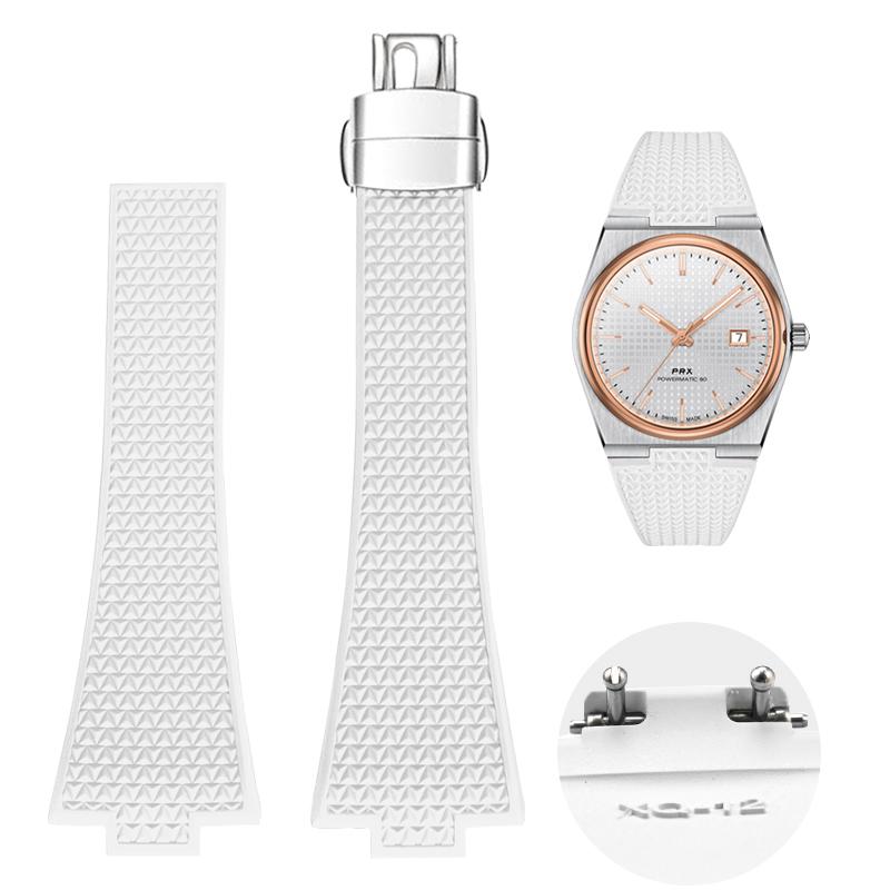 Für Tissot PRX T137 FKM Uhr 11mm 12mm Herren Damen Armband Fluorkautschuk Armband Schnellverschluss Faltschließe Armband 12mm weiß von Joom DACH