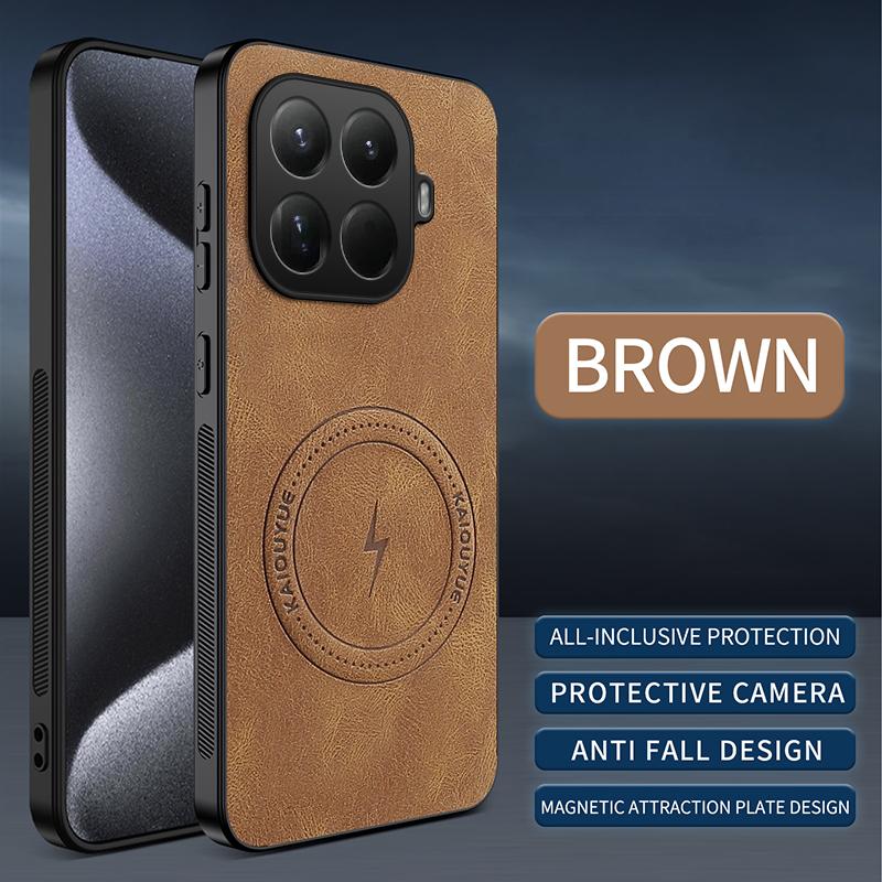 Für Xiaomi Mi 15T Pro Hülle Luxus PU Leder Haut Magnetisch Magsafe Schützende Rückseite Für Xiaomi Mi 15T 15TPro Handyhülle Xiaomi 15T Pro braun von Joom DACH