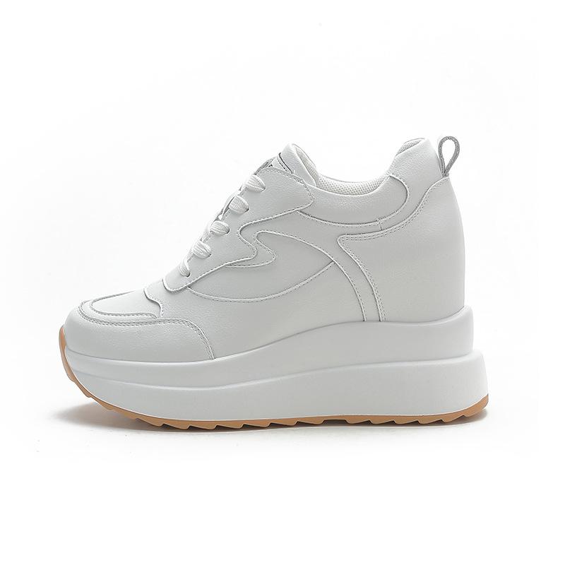 Fujin 10 cm Plateau-Keil-Turnschuhe, klobige Schuhe aus echtem Leder für Damen, Sommerschuhe, Frühlings- und Herbst-Walking-Turnschuhe, modisch 39 weiß von Joom DACH