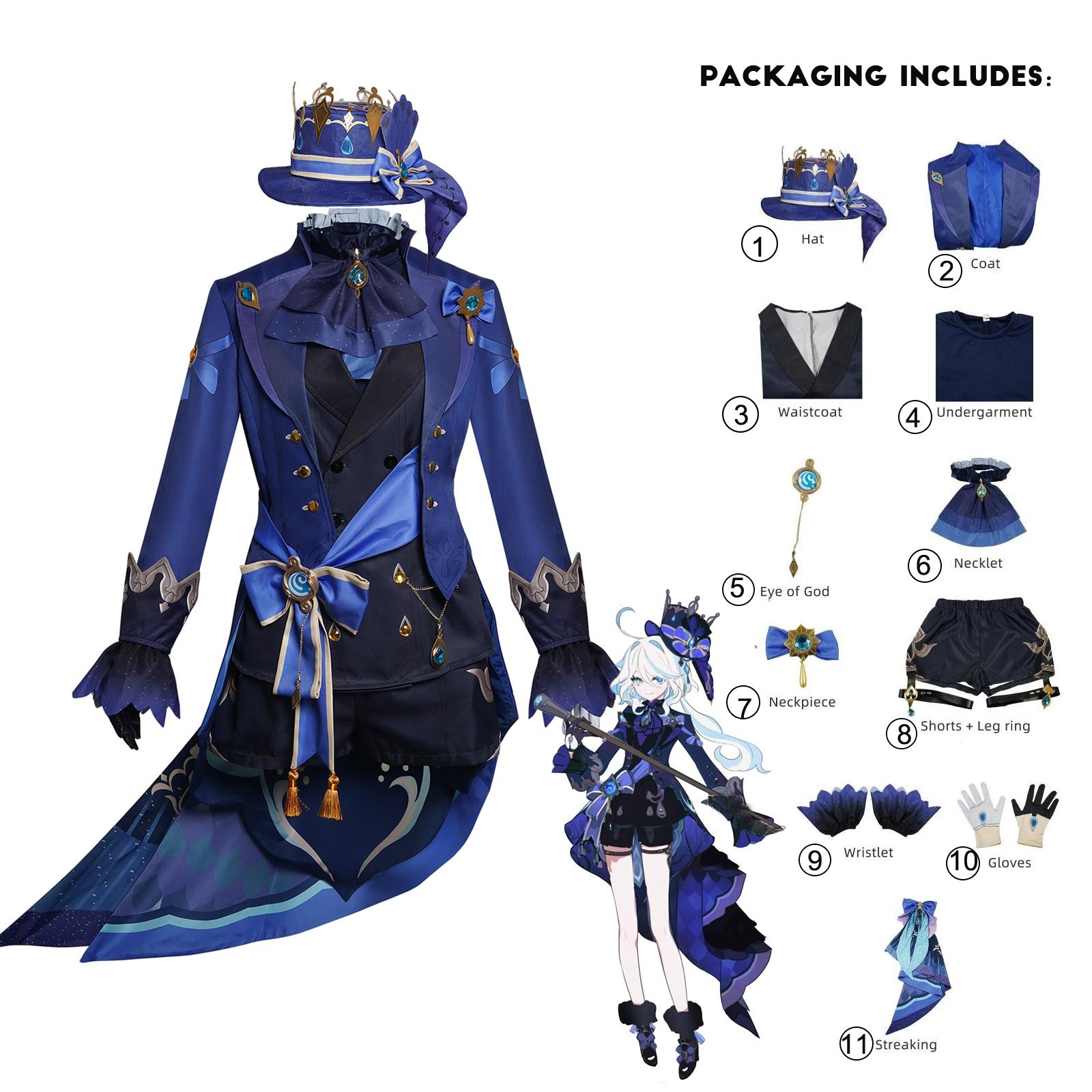 Furina/Focalors Cosplay Anime Spiel Genshin Impact Kostüm Coronated Prima Uniform Perücke Hut Kleid Frauen Halloween Party Rollenspiel Kleidung Outfits s von Joom DACH